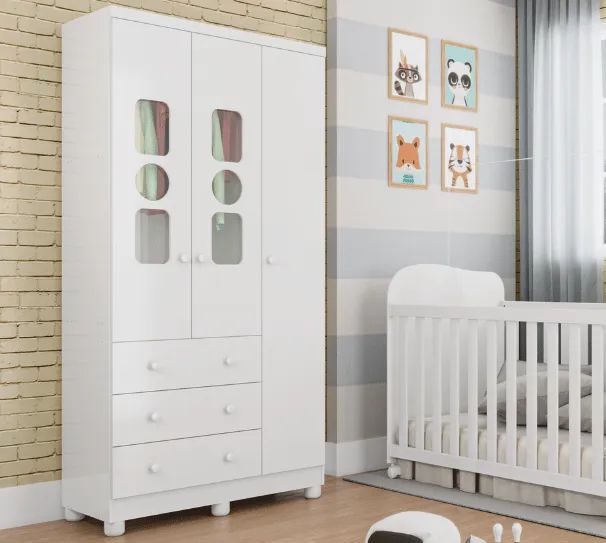 Guarda Roupa Infantil 3 Portas Tedy 100% MDF - Foto 3