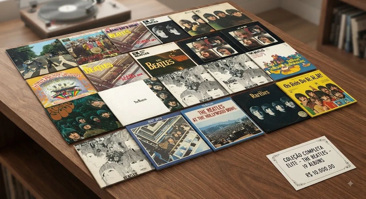 Coleção de Disco de Vinil dos Beatles 