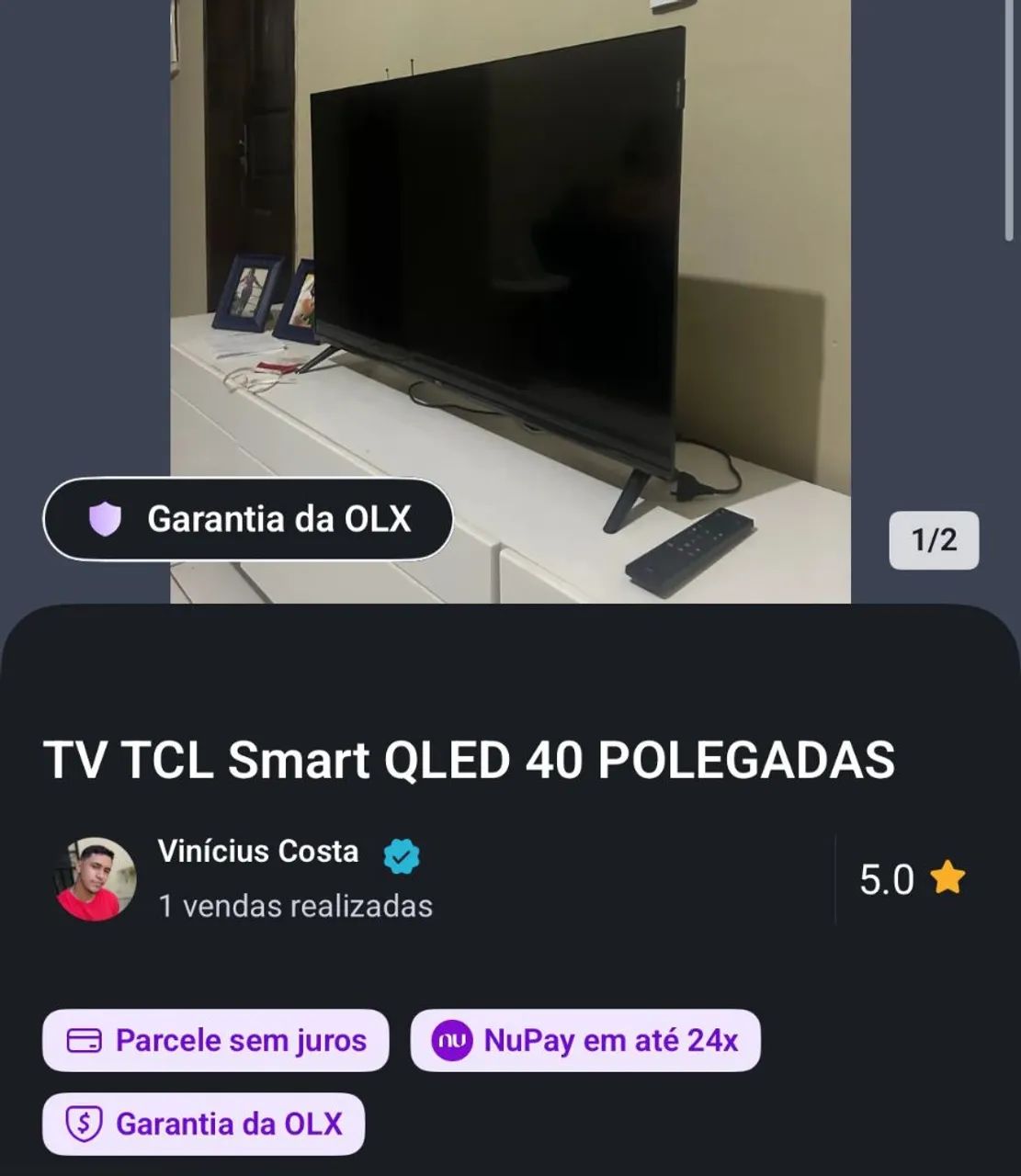 TV TCL SMART QLED 40 POLEGADAS / $ 1250 / 2 MESES DE USO COM NOTA FISCAL. - Foto 2