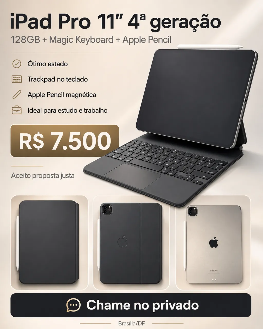 iPad Pro 11p, M4 256gb, Wi-Fi,+ Apple Pencil Pro + Magic Keyboard