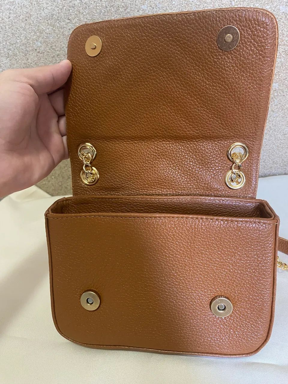 Bolsa Couro legítimo Caramelo  - Foto 3