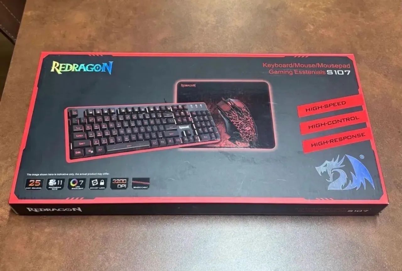 KIT TECLADO, MOUSE E MOUSEPAD REDRAGON S107