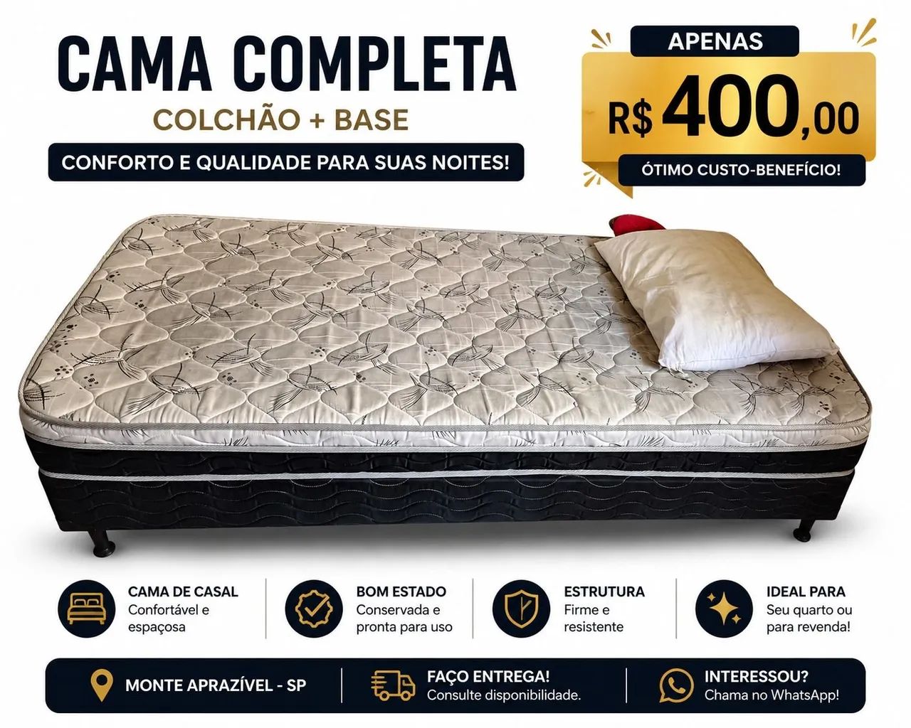 Conjunto box de solteiro: Base + Colchão 