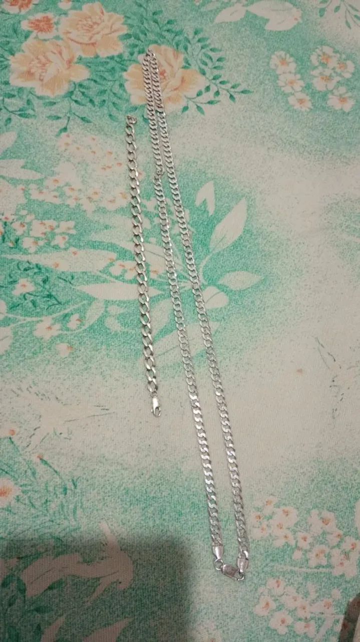 Vendo corrente e pulseira de prata escama de peixe  - Foto 2