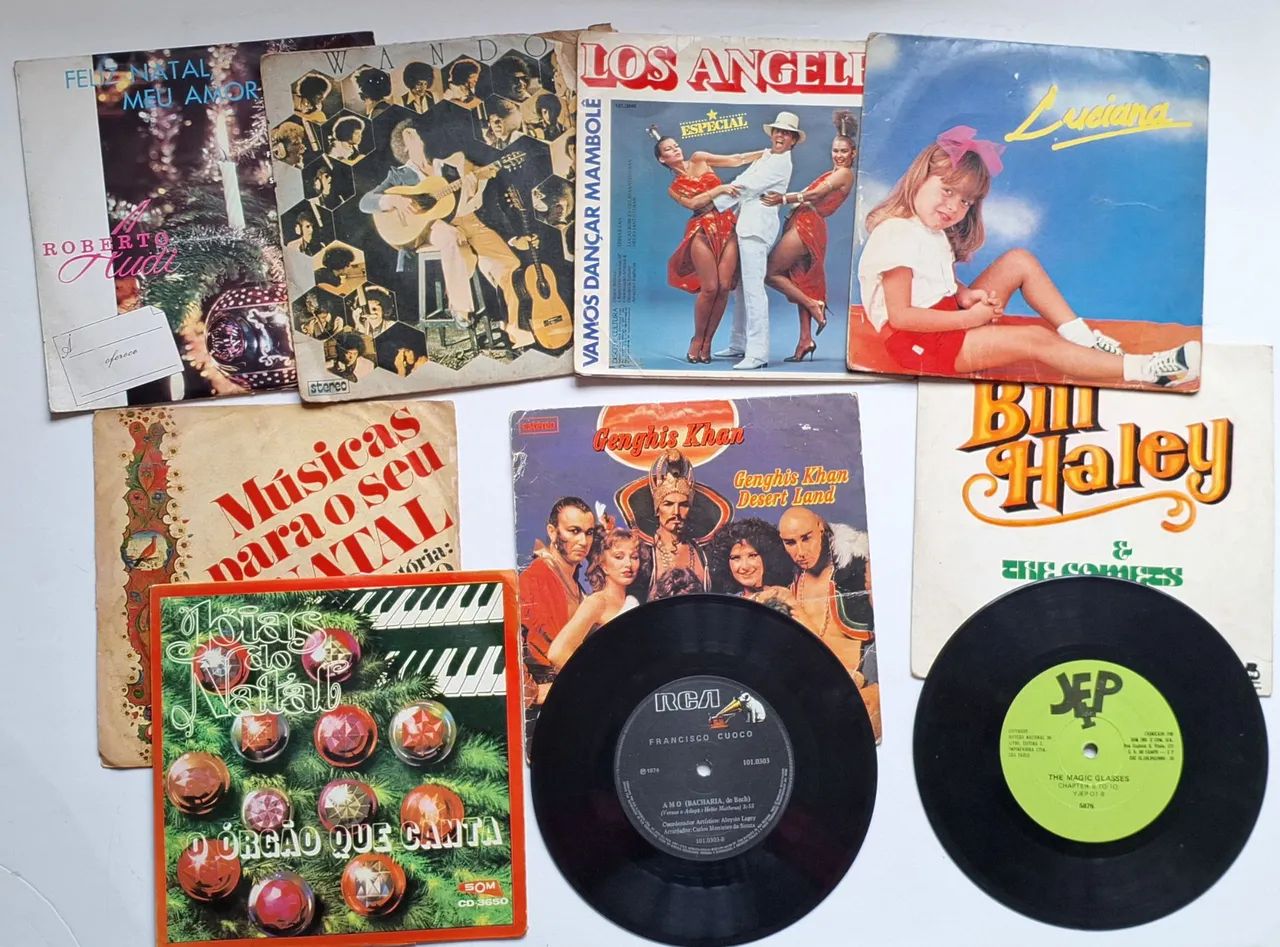 Lote 10 disco vinil compacto 7 variados antigos