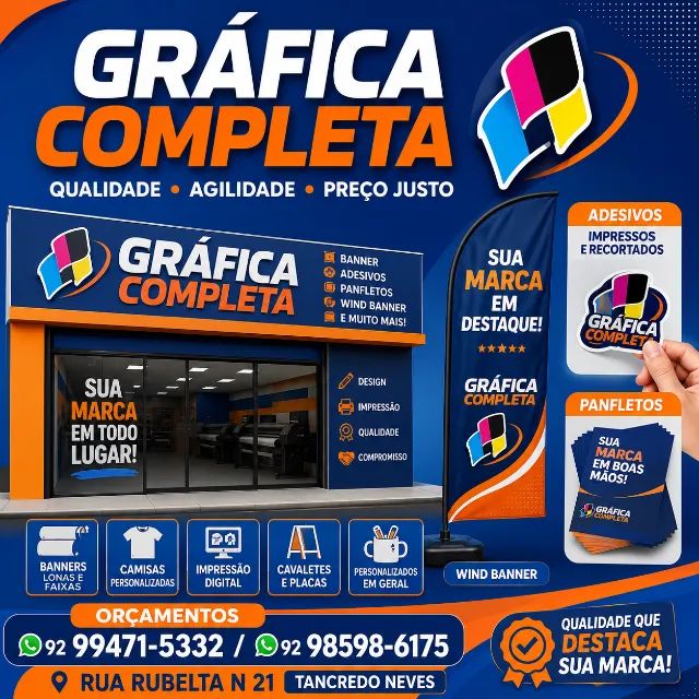 GRÁFICA PARA FACHADAS, BANNERS, WIND BANNERS E MUITO MAIS!