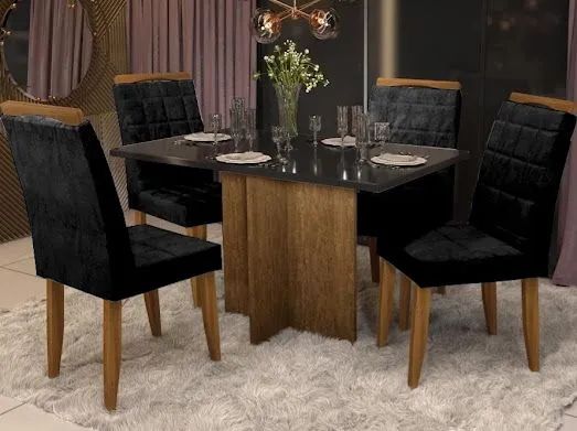 Sala  mesa jantar 90x90 cm 4 cadeiras 