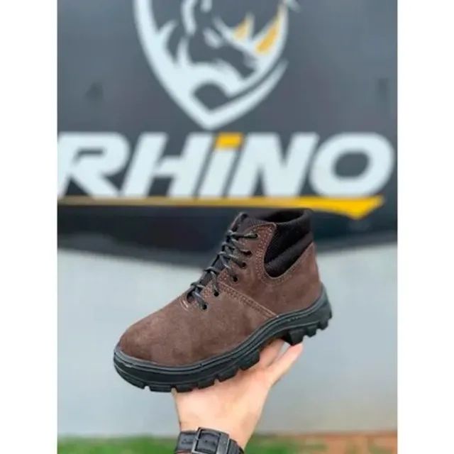 Bota/Botina de Segurança amarrar Nobuck com bico pvc cafe Tamanho do N°38 a 44 Rhino - Foto 2