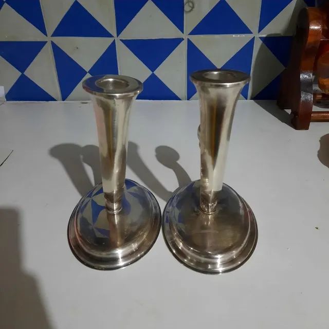 Dupla 2 Castiçais Espessurados em Prata Eberle Anos 50 - Foto 3