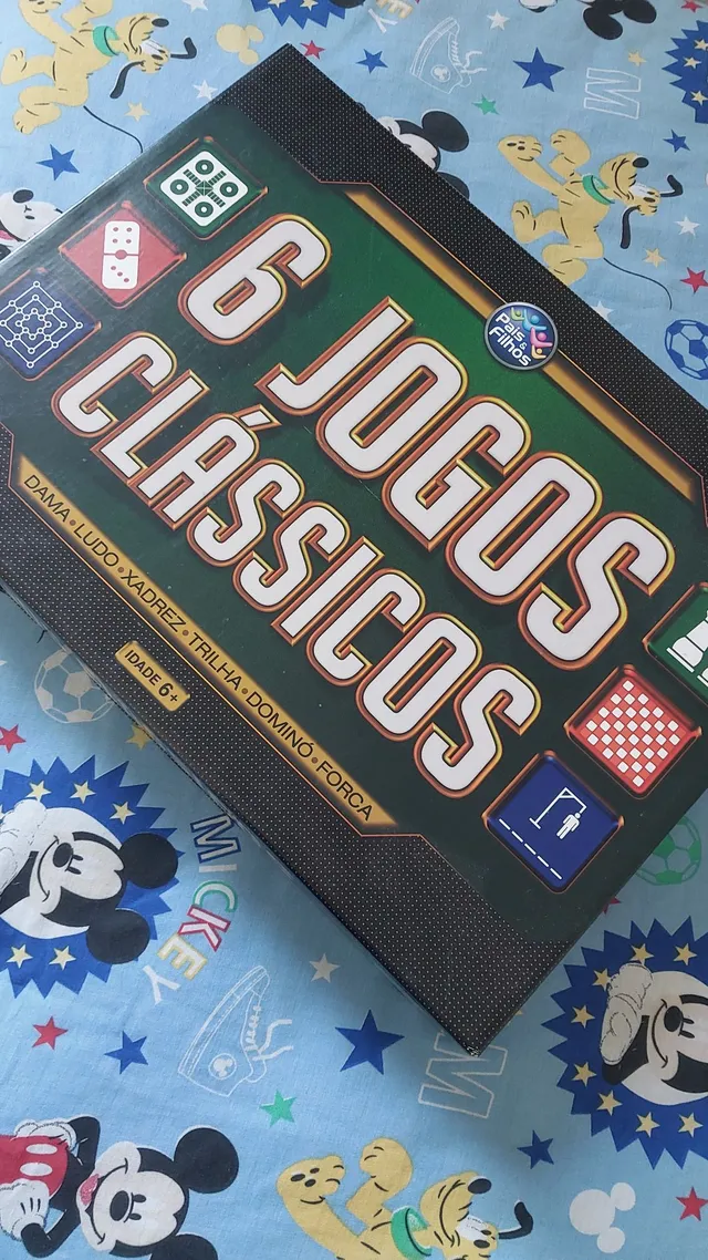 Jogos Clássicos 6 em 1 Xadrez, Ludo, Dama, Trilha, Forca e Dominó