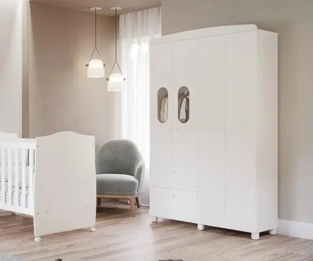 Roupeiro Infantil 4 Portas Fofura Permobili Baby, 100% MDF - ( Novo )