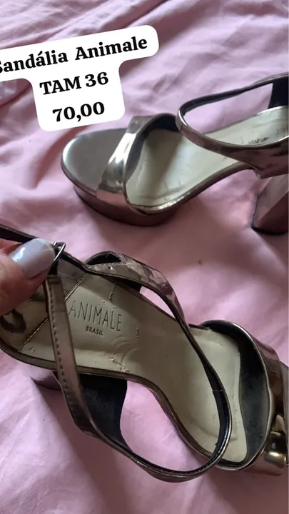 Sandália meia pata cromada Animale