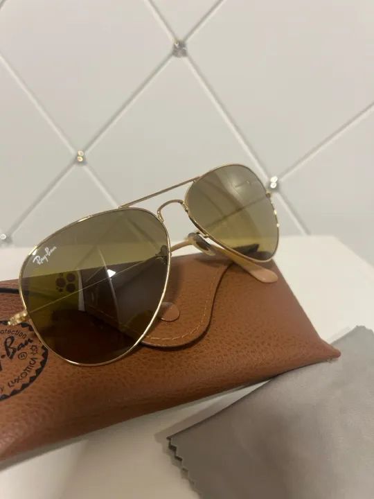 Ray-Ban Aviator Gradient Dourado 58 Original C/ Estojo - R$349 - Foto 2