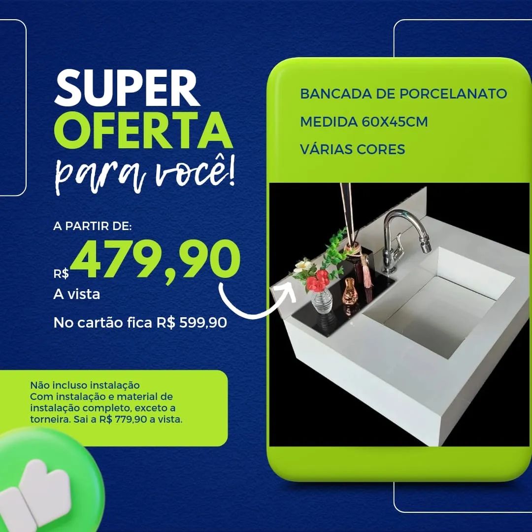 Pia para banheiro de porcelanato