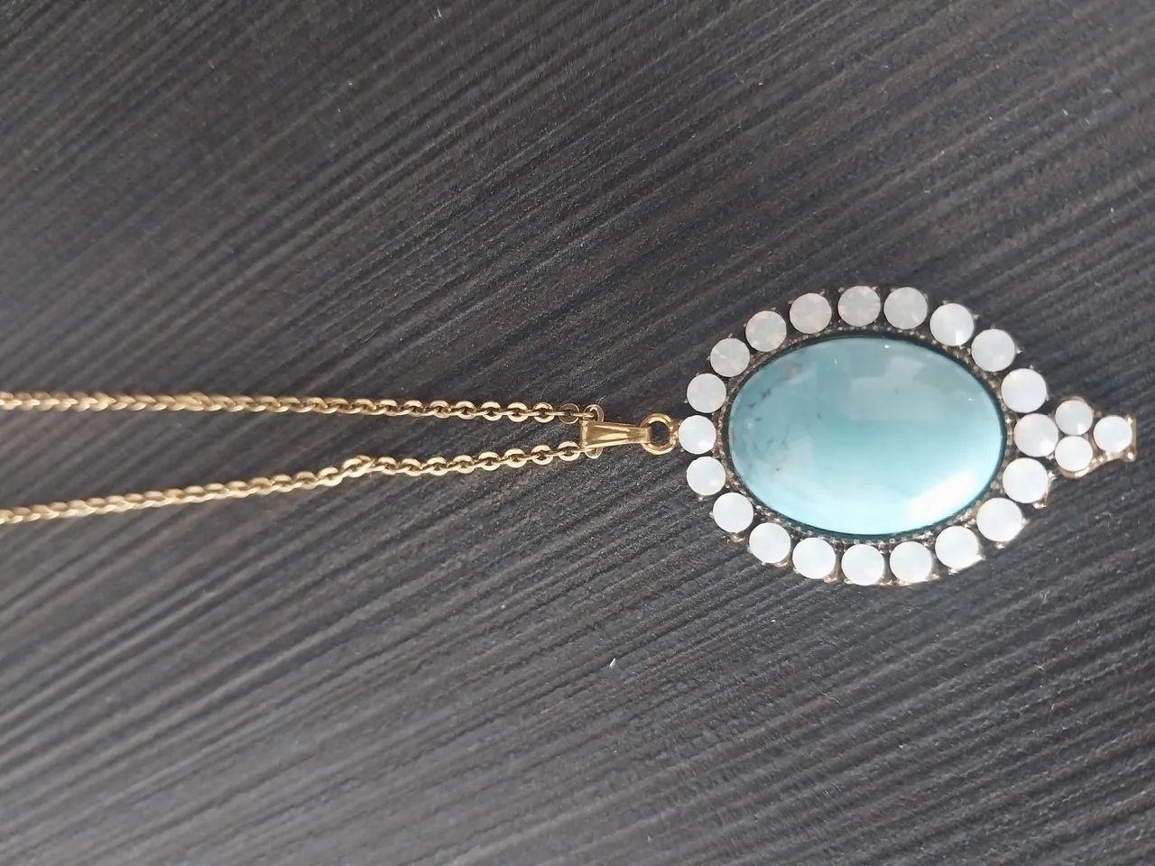 Conjunto de colar e brincos  turquesa. Semi Joias  - Foto 4