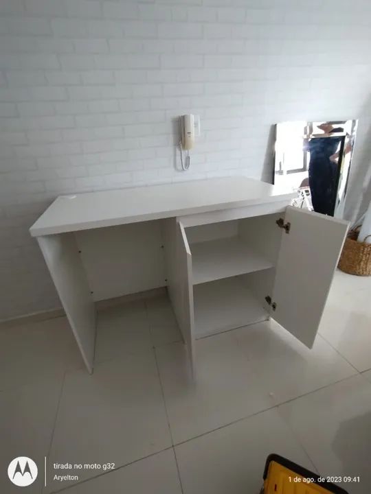 Armário para mini geladeira branco com duas portas - Foto 2