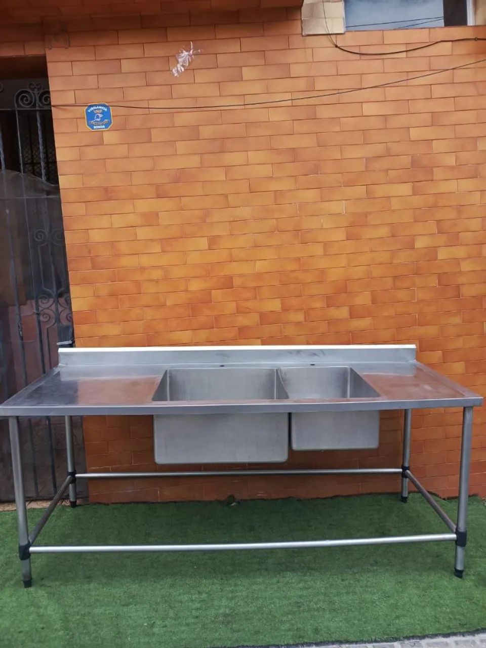 Pia industrial inox duas cubas 