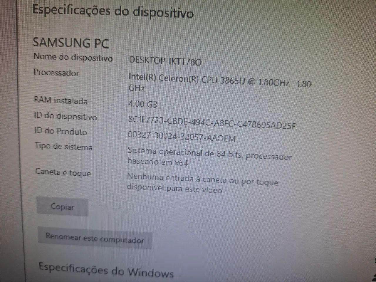 PC All in One Samsung Intel Celeron 3865U Dual Core 7 Geração  1.8 GHz - Foto 2