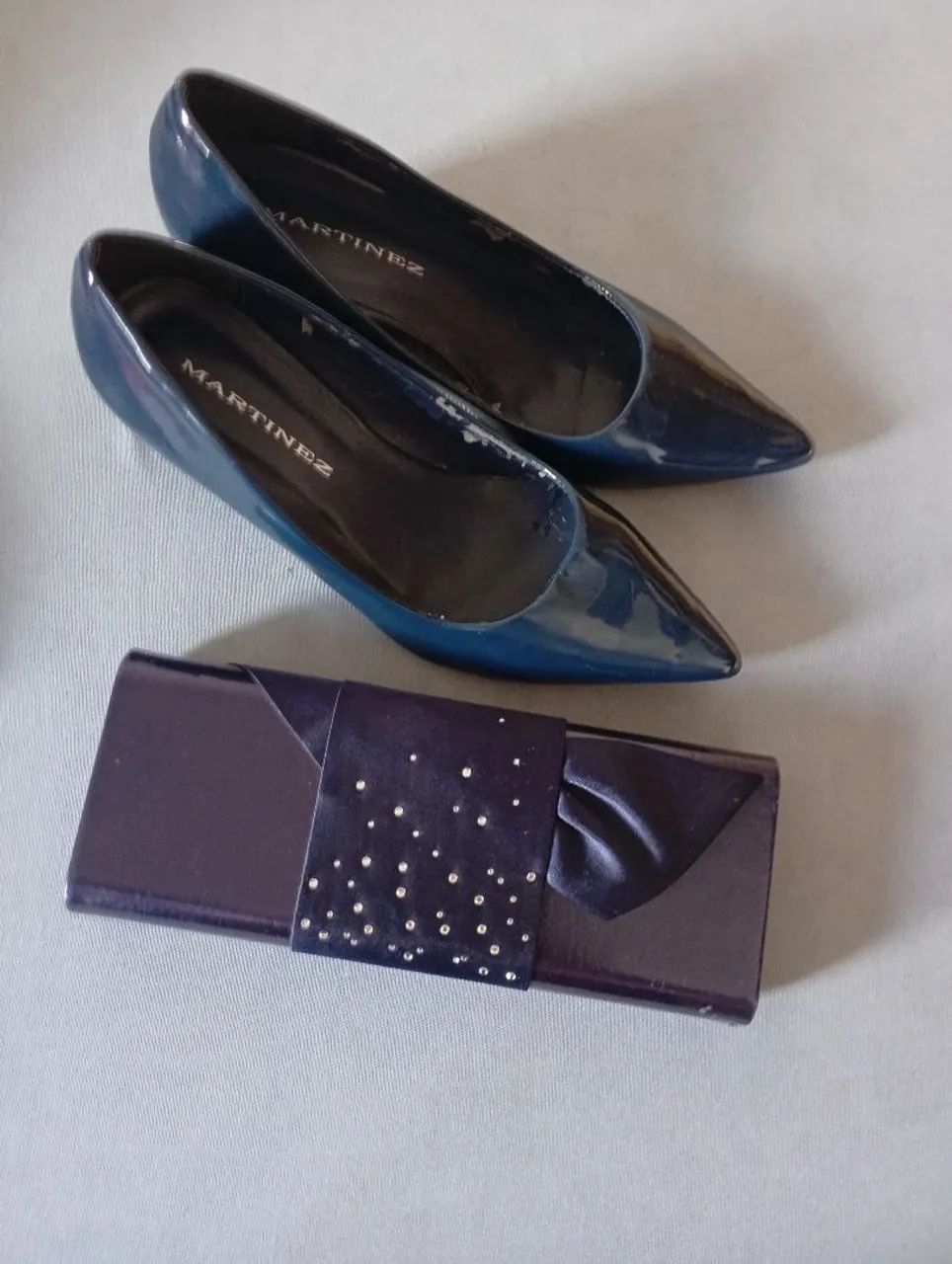 Sapato e bolsa azul marinho chique BAIXEI O PREÇO!!! - Foto 2