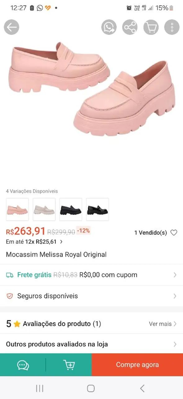 Mocassim Melissa Royal Original - Rosa