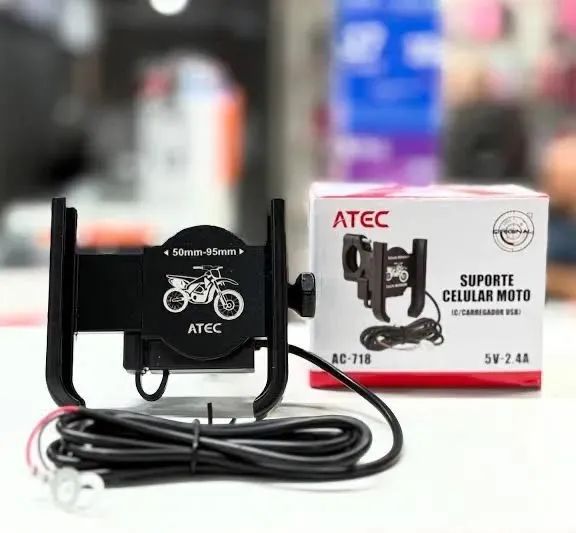 Suporte de Celular Para Moto Com Carregador USB  - Foto 3