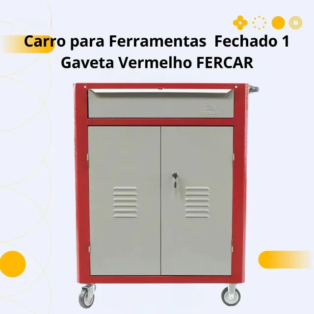 Carro para Ferramentas  Fechado 1 Gaveta Vermelho FERCAR - Foto 2