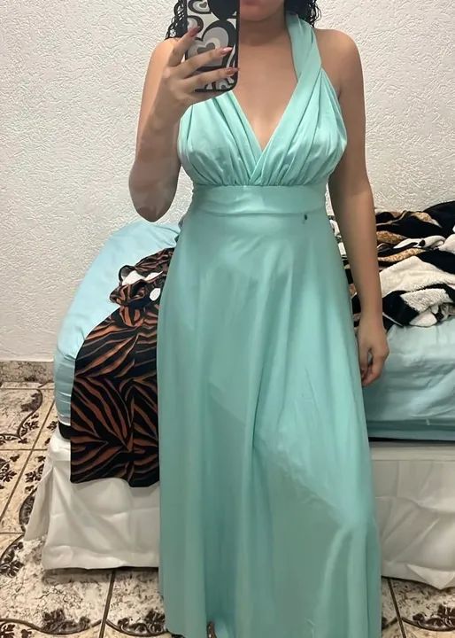 Vestido longo azul claro madrinha