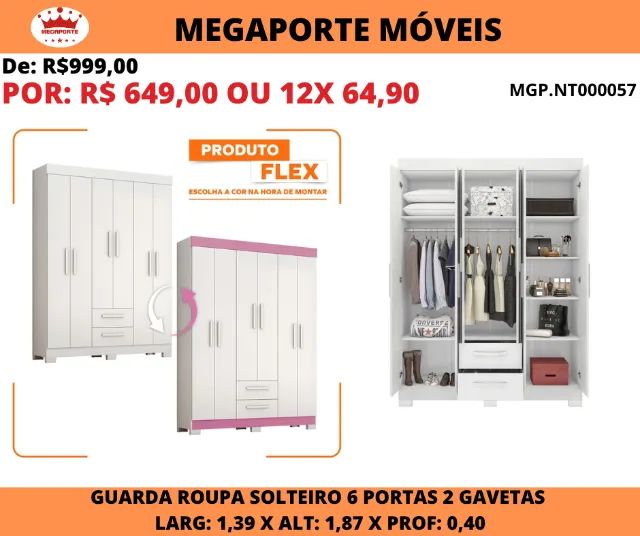 Guarda Roupa Solteiro 1,39M64596144610690120