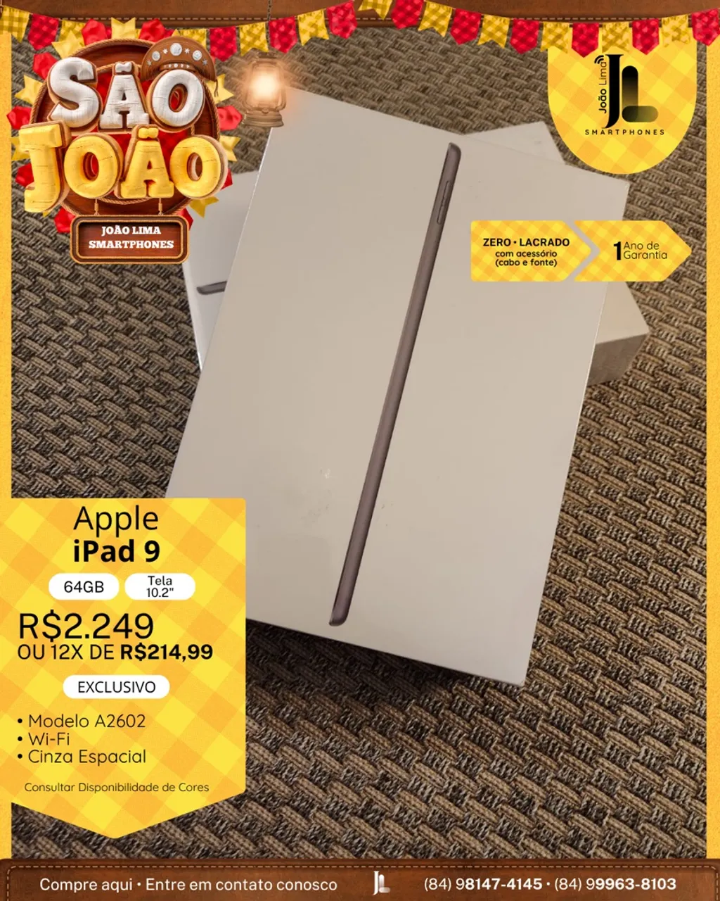IPAD 9, 64GB, TELA 10.2?, LACRADO, EXCLUSIVO!