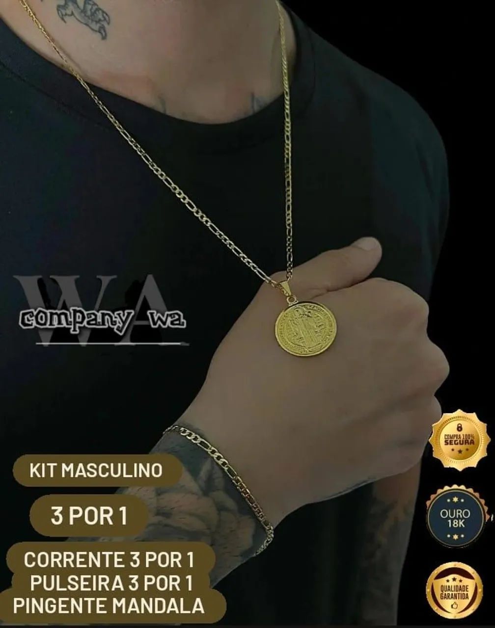 KIT CORDÃO MASCULINO BANHADOS A OURO 18K  - Foto 5