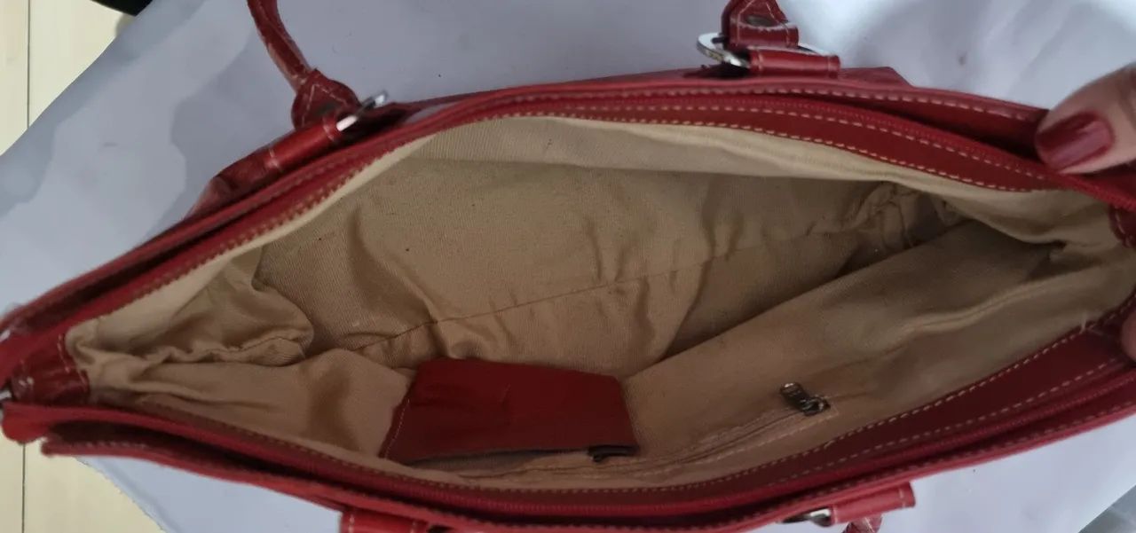 Bolsa couro legitimo vermelha - Foto 3
