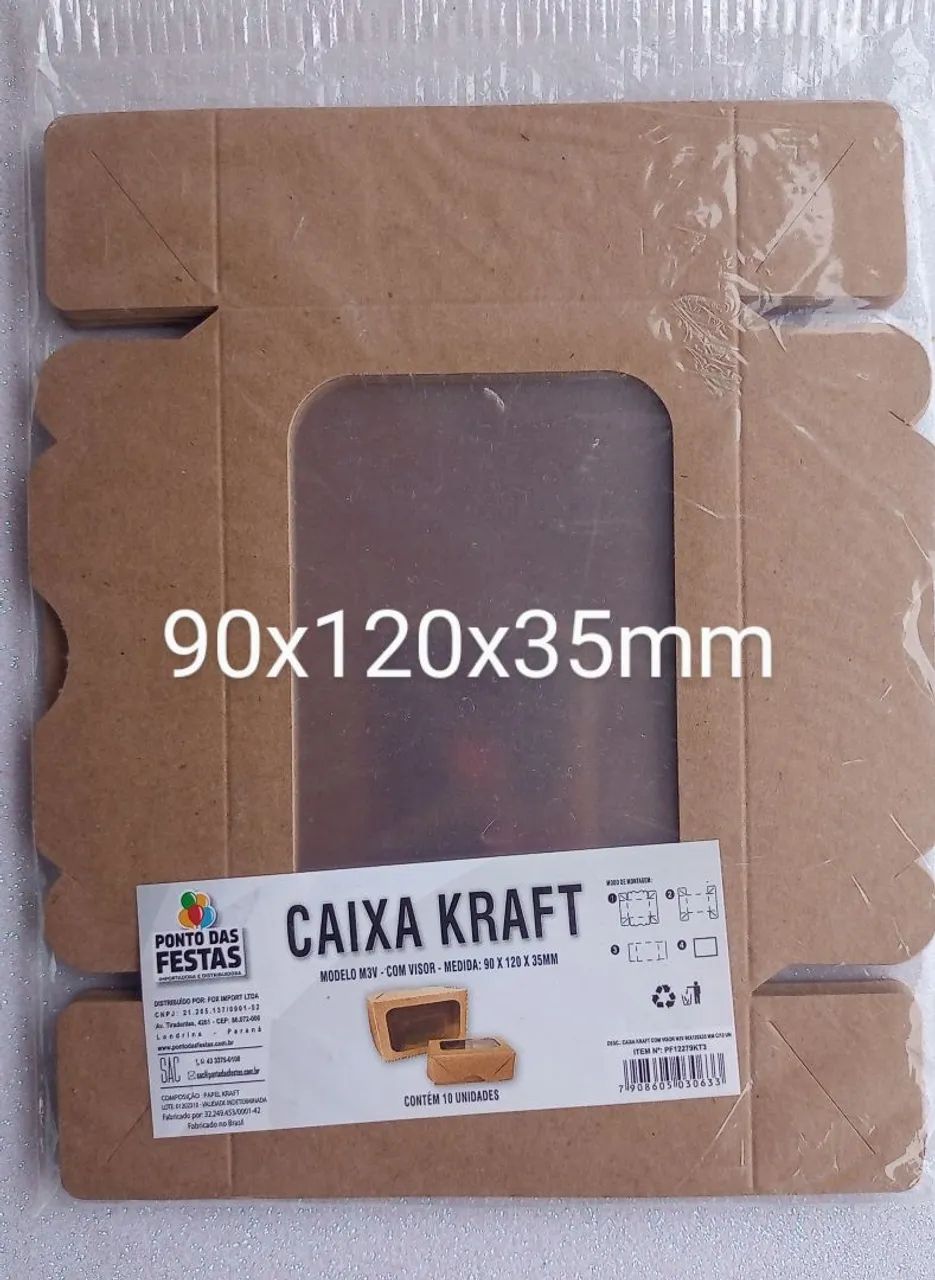 Caixa Kraft com visor.