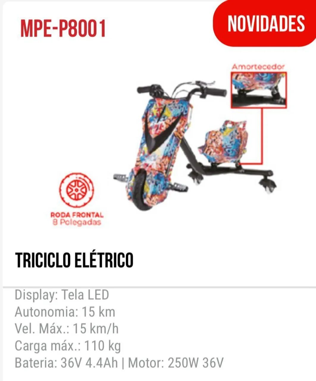 Triciclo elétrico com led e buzina - Foto 3