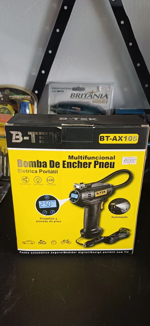 Bomba de encher pneus elétrica portátil B-TEK BT-AX105