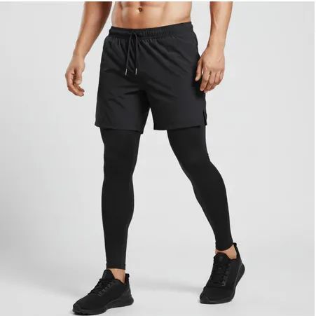 Bermuda 2 x 1 com Calça legging de Compressão Treino Corrida Fitness Bike Bicicleta z1187 - Foto 2