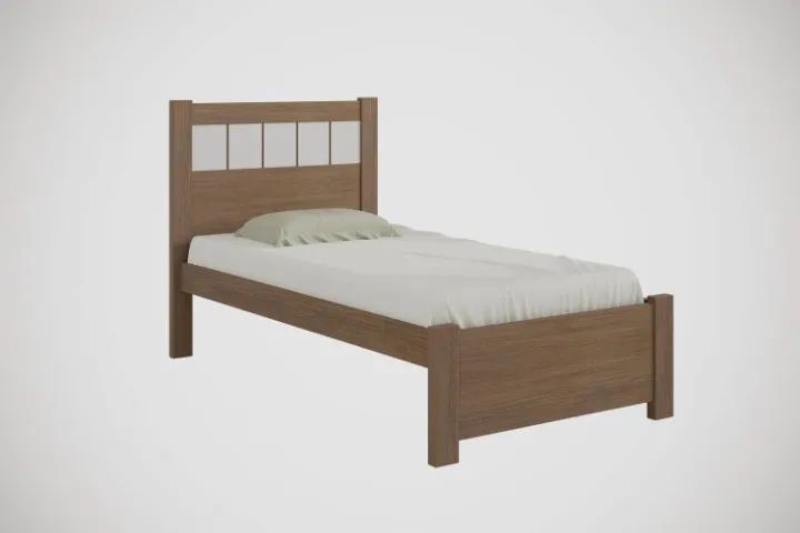 Cama Solteiro Primicia Plus Castanho.Off White D Doro -  Entrega Rápida!
