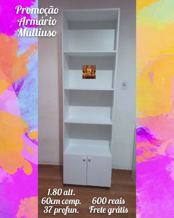 Armário Multiuso Branco 1.80m - Frete Grátis