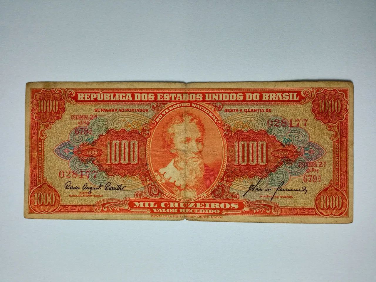 Cédula Rara 1000 Cruzeiros 1940/1950 - Pedro Álvares Cabral - República dos EUA do Brasil