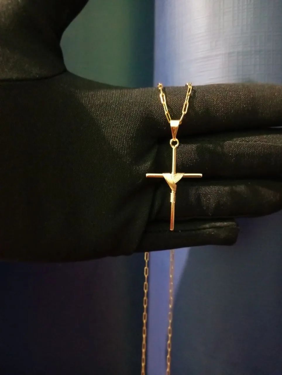 Corrente cartier+ pingente crucifixo trançado  - Foto 3
