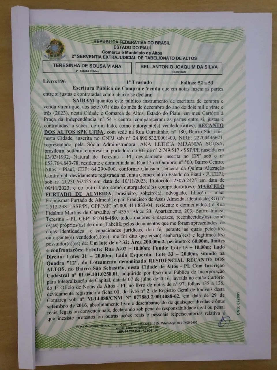 VENDE- SE IMÓVEL NA CIDADE DE ALTOS.