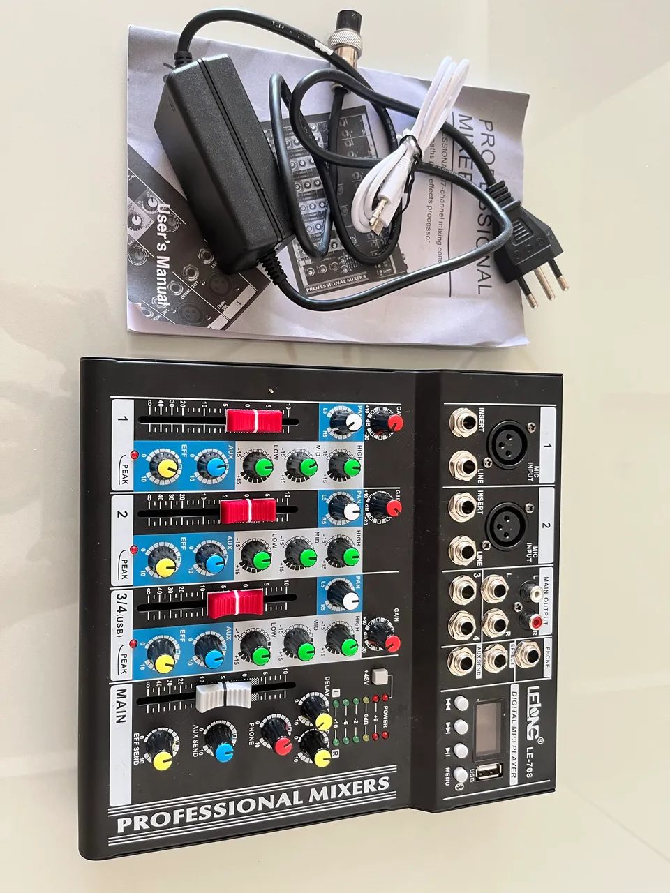 Mesa de som 4 canais USB e Bluetooth LE-708 Lelong - Foto 2