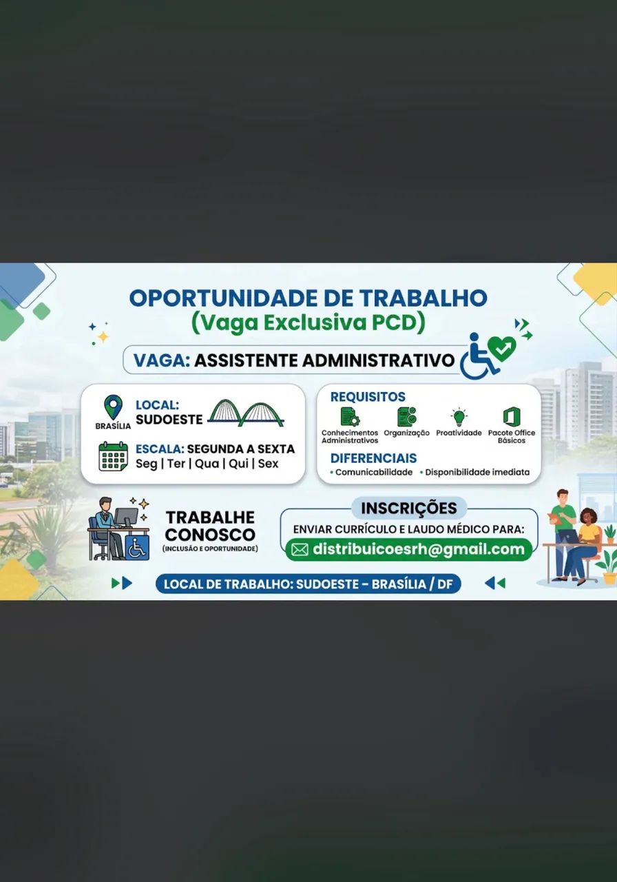 Vaga PCD - Assistente Administrativo