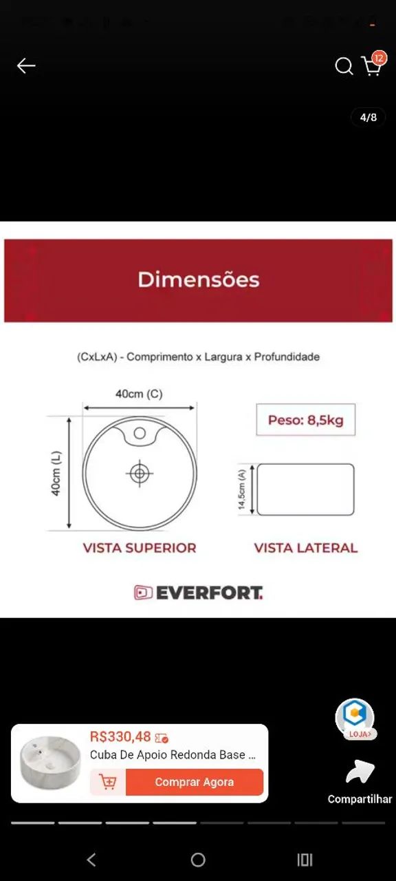 Cuba redonda de mármore 