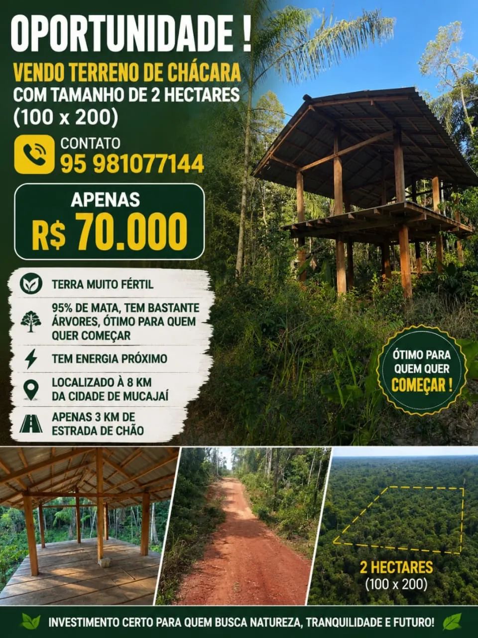 Oportunidade, vendo terreno de chácara pertinho da cidade de Mucajá e Boa Vista!