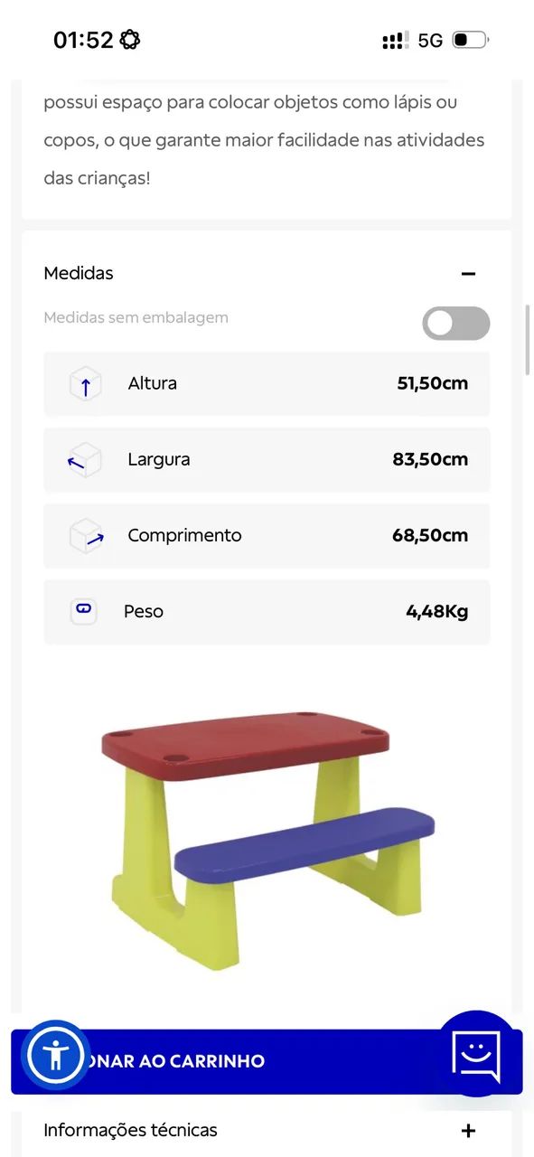 Mesa infantil Tramontina tipo camping  - Foto 4