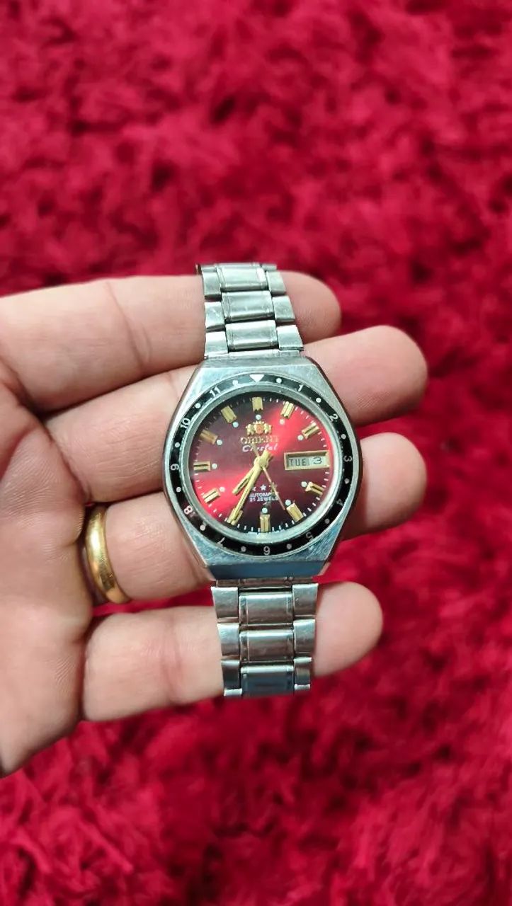 Relógio Orient Automático Vintage Vermelho Bordo  - Foto 4