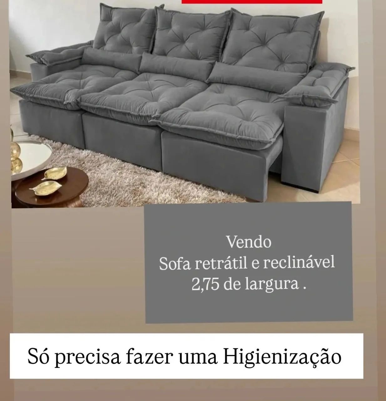 Sofá Retrátil 3 lugares - Foto 2