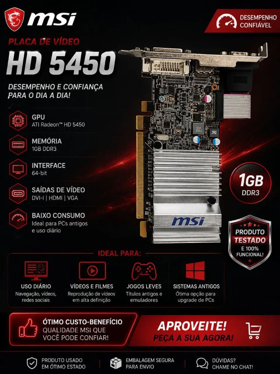 Placa de vídeo MSI HD 5450