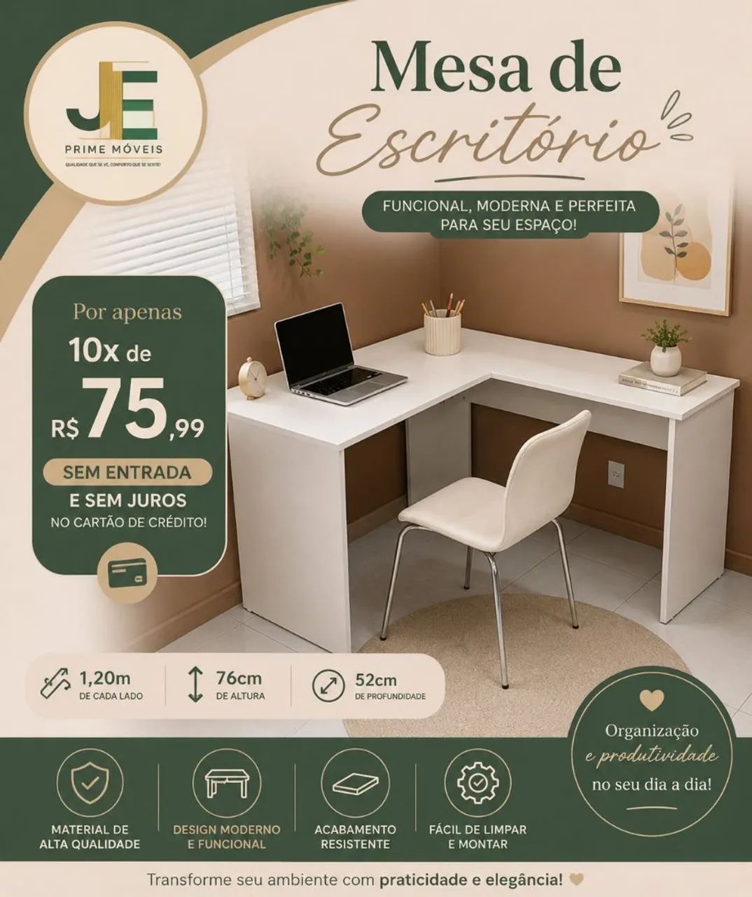 Mesa L em mdf