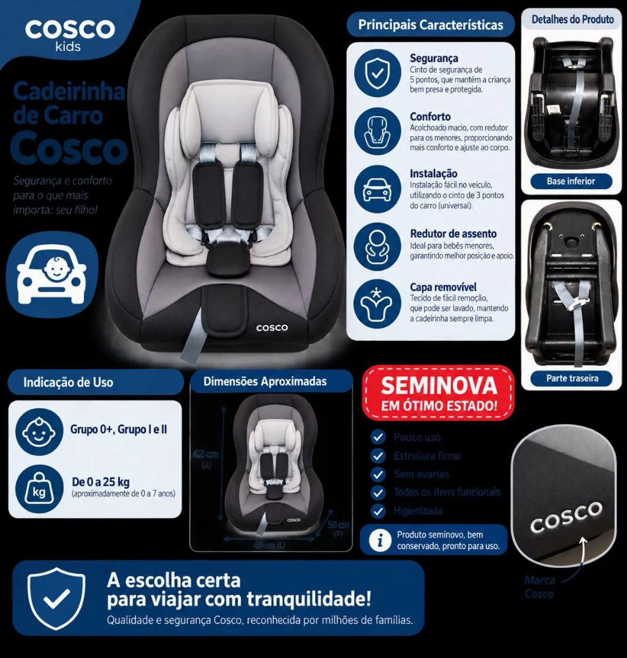 Cadeirinha Cosco seminova - Foto 4